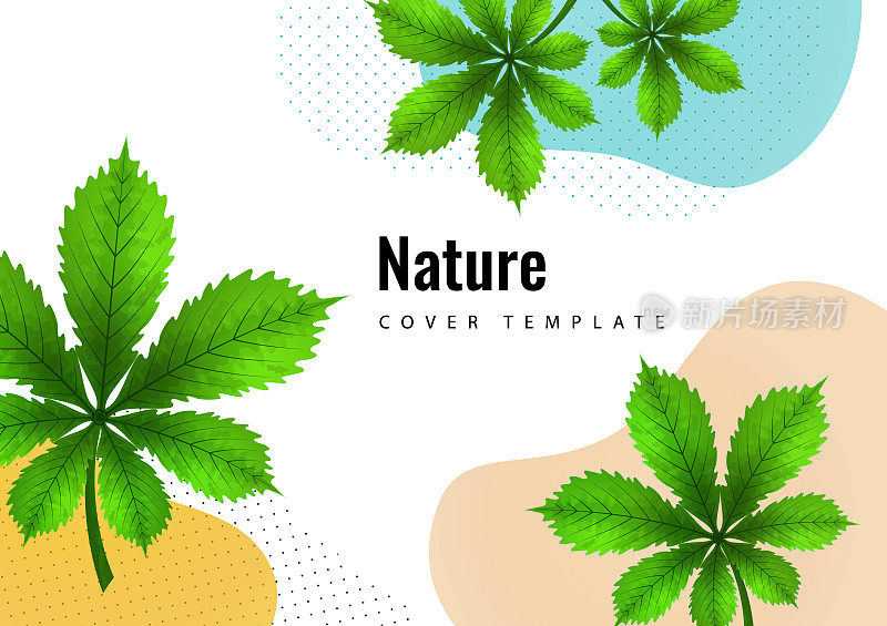 Abstract creative chestnut leaves, waves, bright modern background. Ecology concept. Vector illustration